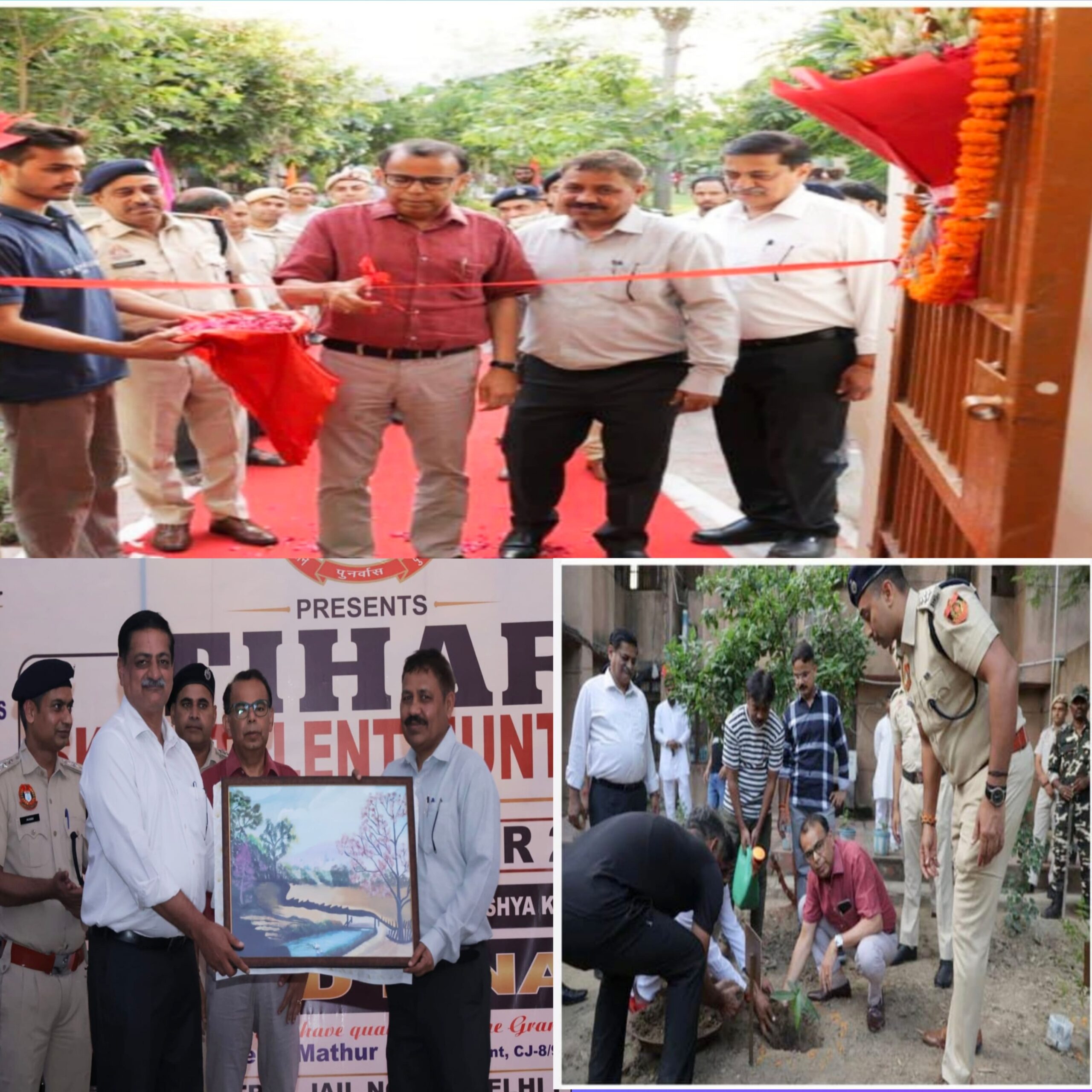 तिहाड़ जेल परिसर में अतिरिक्त महानिदेशक पंकज कुमार और उप महानिदेशक कुलदीप सिंह द्वारा पुस्तकालय का उद्घाटन